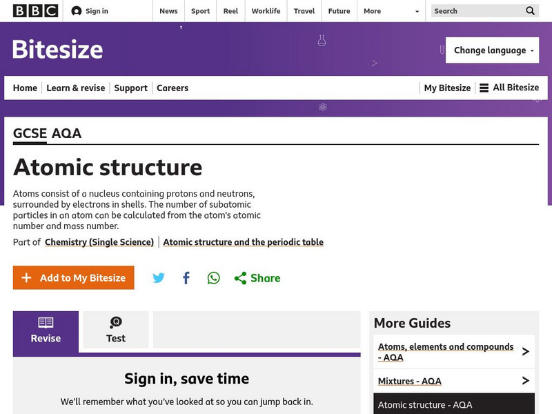 Bbc: Gcse Bitesize: Atomic Structure Unit Plan Bbc: Gcse Bitesize: Atomic Structure Unit Plan