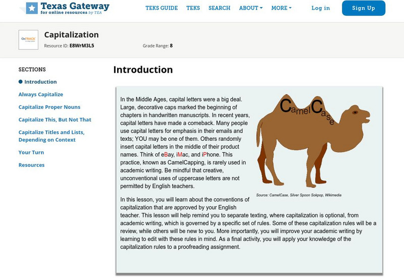 Texas Gateway: Capitalization Unit Plan Texas Gateway: Capitalization Unit Plan