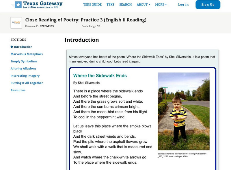 Texas Gateway: Close Reading of Poetry: Practice 3 (English Ii Reading) Unit Plan Texas Gateway: Close Reading of Poetry: Practice 3 (English Ii Reading) Unit Plan