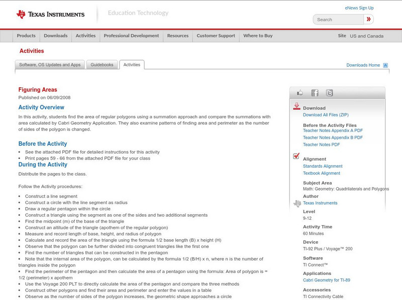Texas Instruments: Figuring Areas Activity Texas Instruments: Figuring Areas Activity