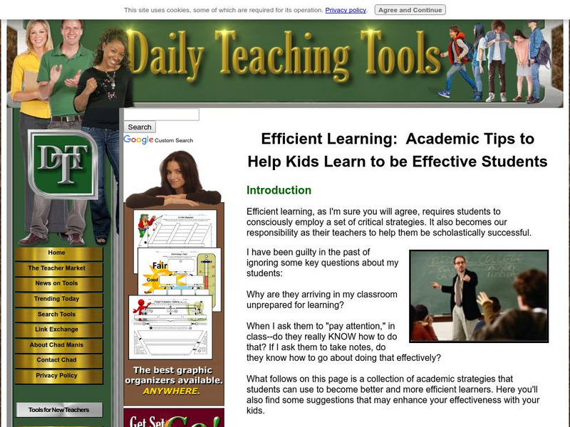 Daily Teaching Tools: Academic Tips to Help Kids Learn to Be Effective Students Lesson Plan Daily Teaching Tools: Academic Tips to Help Kids Learn to Be Effective Students Lesson Plan