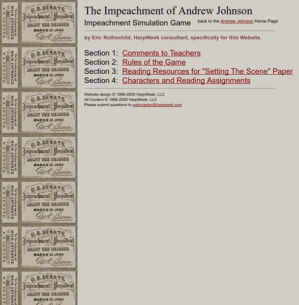 Education at Harp week.com: The Impeachment of Andrew Johnson Simulation Game Unit Plan Education at Harp week.com: The Impeachment of Andrew Johnson Simulation Game Unit Plan