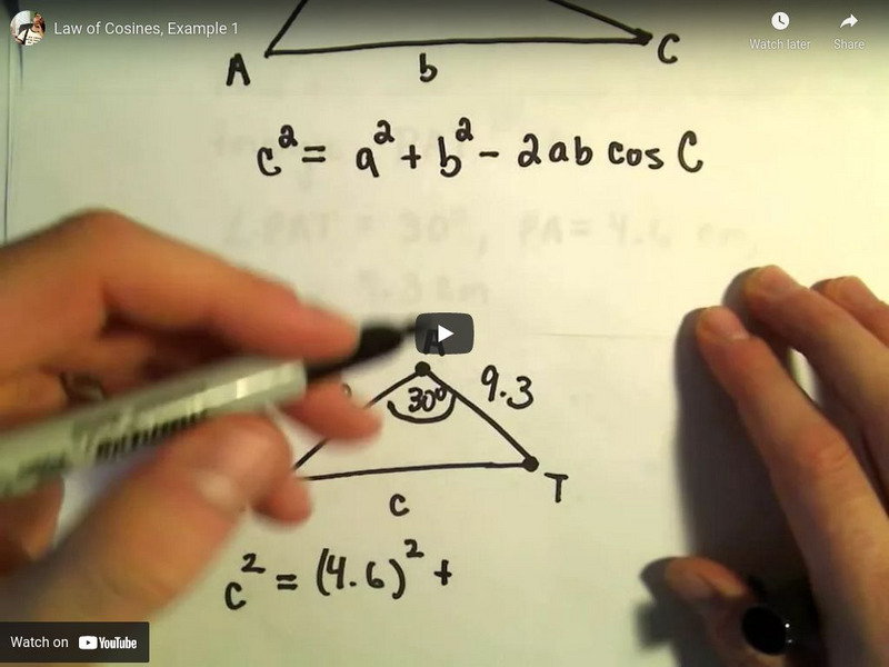 Patrick Jmt: Law of Cosines, Example 1 Instructional Video