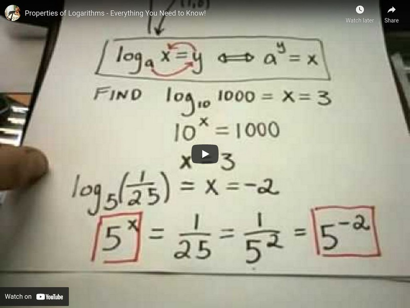 Patrick Jmt: Properties of Logarithms Instructional Video