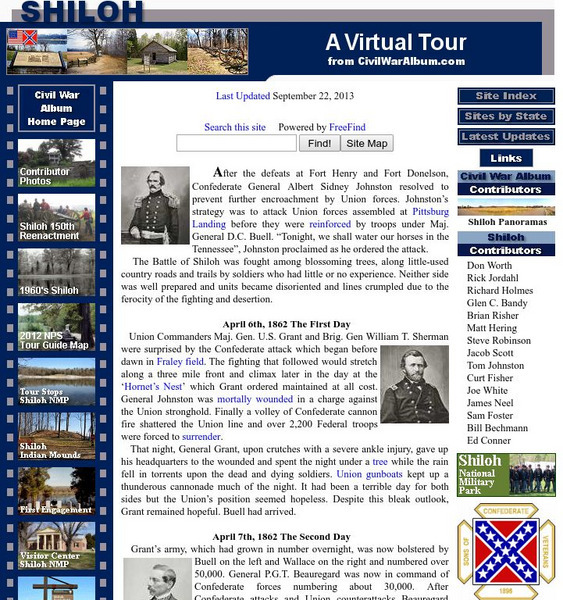 Civil War Album: Battle of Shiloh, a Virtual Tour Graphic Civil War Album: Battle of Shiloh, a Virtual Tour Graphic
