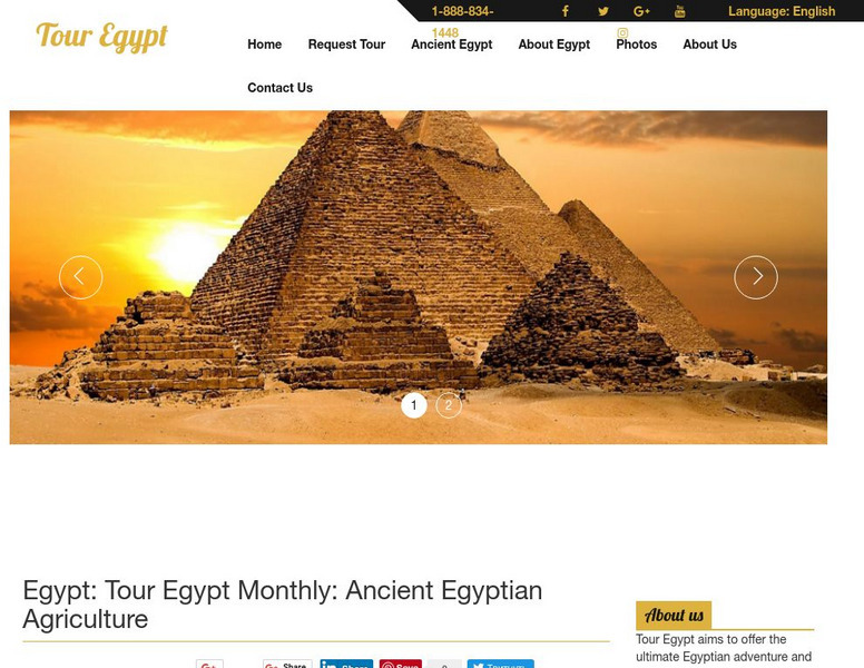 Tour Egypt Monthly: Ancient Egyptian Agriculture Handout Tour Egypt Monthly: Ancient Egyptian Agriculture Handout