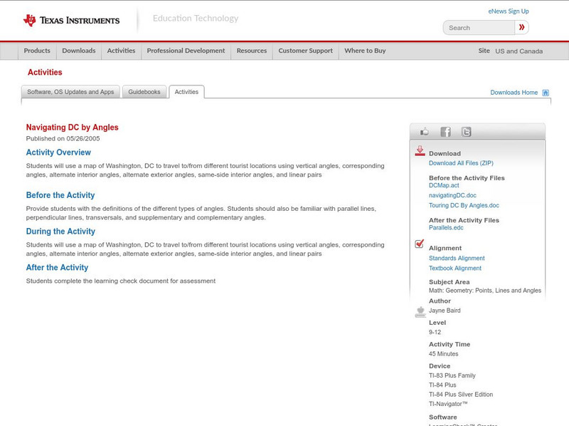 Texas Instruments: Navigating Dc by Angles Activity