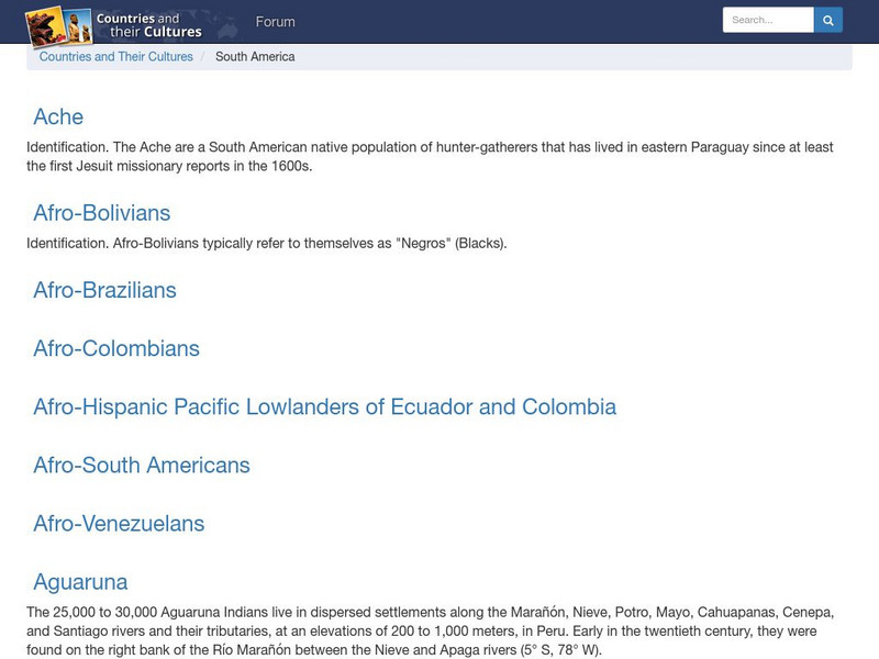 Countries and Their Cultures: South America Handout Countries and Their Cultures: South America Handout