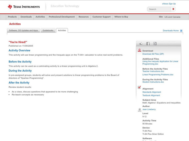 Texas Instruments: "You're Hired!" Activity