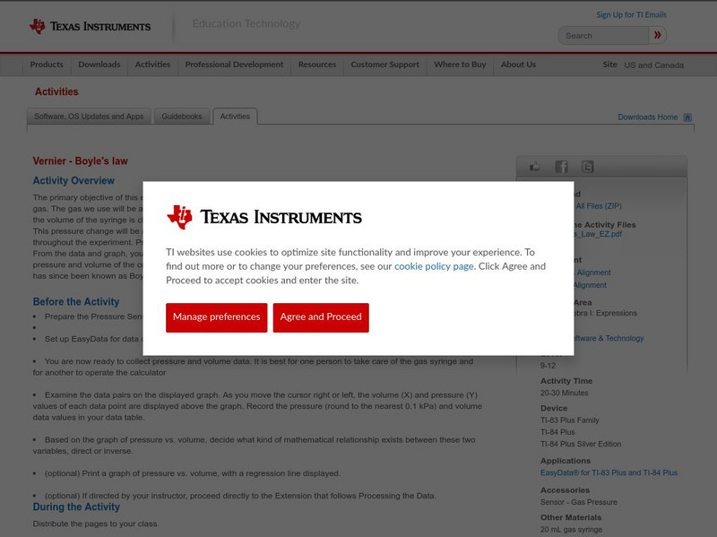 Texas Instruments: Vernier Boyle's Law Activity Texas Instruments: Vernier Boyle's Law Activity