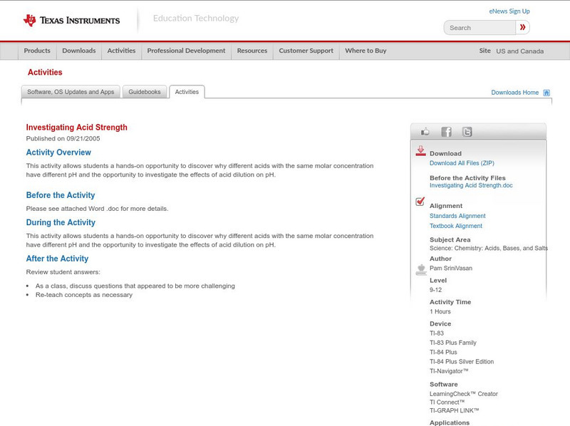 Texas Instruments: Investigating Acid Strength Activity