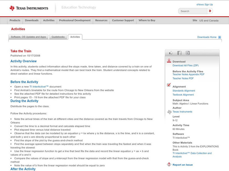 Texas Instruments: Take the Train Activity Texas Instruments: Take the Train Activity