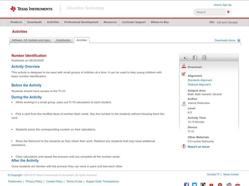 Texas Instruments: Number Identification Activity Texas Instruments: Number Identification Activity