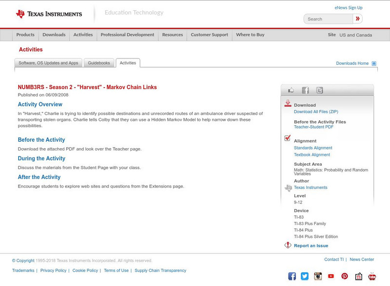Texas Instruments: Numb3 Rs: Markov Chain Links Activity Texas Instruments: Numb3 Rs: Markov Chain Links Activity