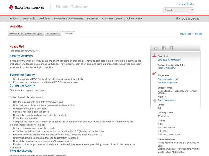 Texas Instruments: Heads Up! Activity Texas Instruments: Heads Up! Activity
