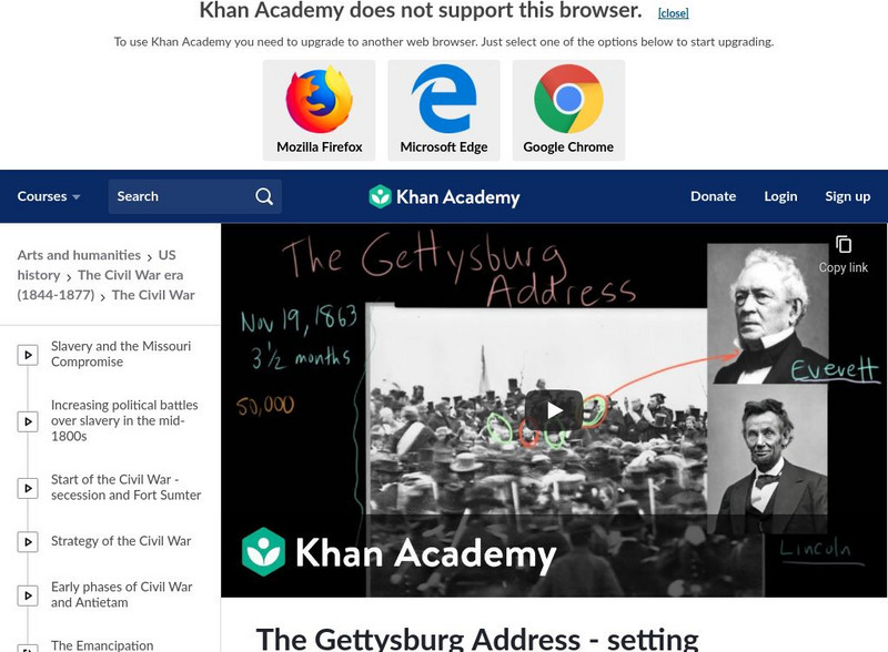 Khan Academy: Ap Us History: 1844 1877: Gettysburg Address: Setting and Context Instructional Video Khan Academy: Ap Us History: 1844 1877: Gettysburg Address: Setting and Context Instructional Video