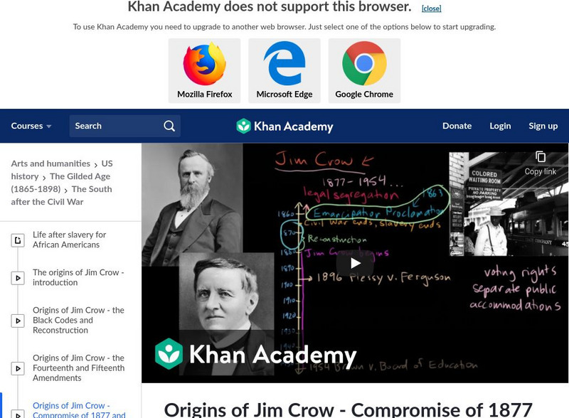 Khan Academy: Ap Us History: 1865 1898: Origins of Jim Crow Part 4 Instructional Video Khan Academy: Ap Us History: 1865 1898: Origins of Jim Crow Part 4 Instructional Video