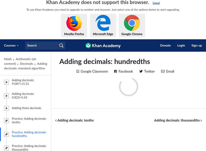 Khan Academy: Adding Decimals Hundredths Unknown Type Khan Academy: Adding Decimals Hundredths Unknown Type