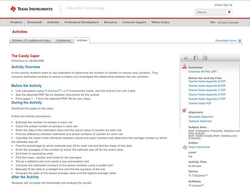Texas Instruments: The Candy Caper Activity Texas Instruments: The Candy Caper Activity