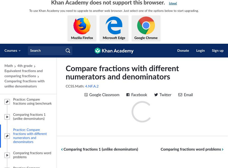 Khan Academy: Compare Fractions With Different Numerators and Denominators Unit Plan Khan Academy: Compare Fractions With Different Numerators and Denominators Unit Plan