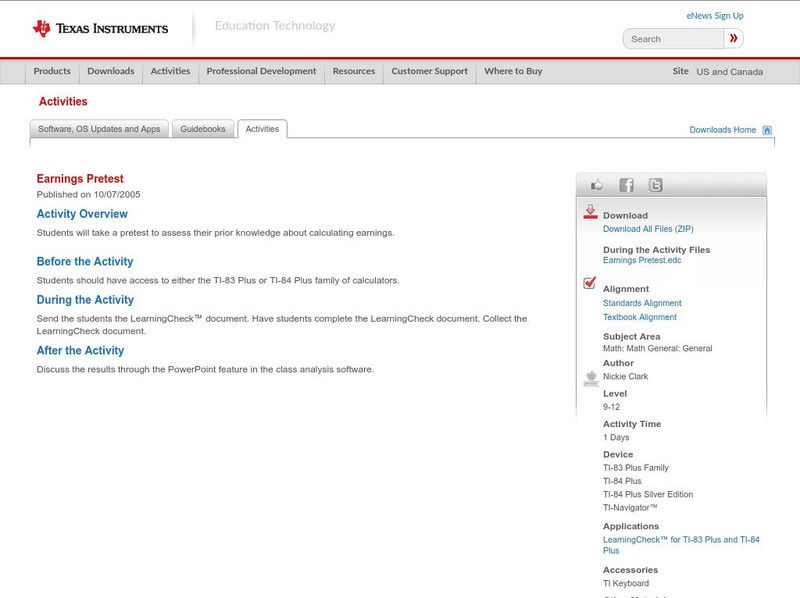 Texas Instruments: Earnings Pretest Activity Texas Instruments: Earnings Pretest Activity
