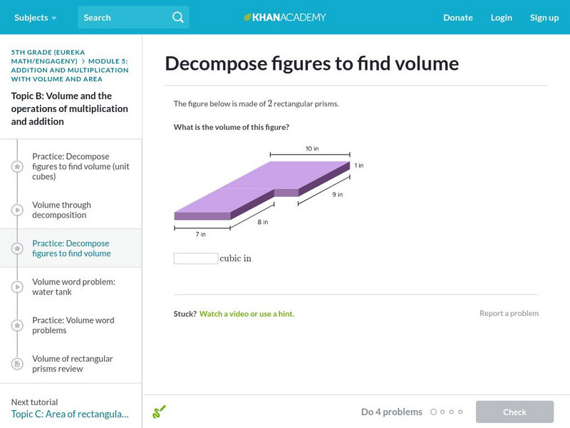 Khan Academy: Decompose Figures to Find Volume Unknown Type