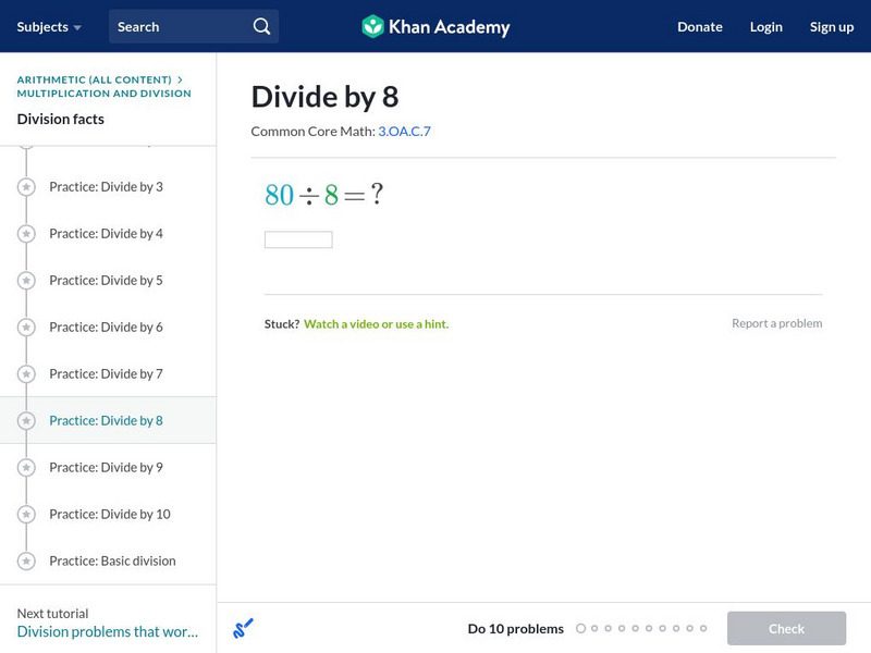 Khan Academy: Divide by 8 Unit Plan