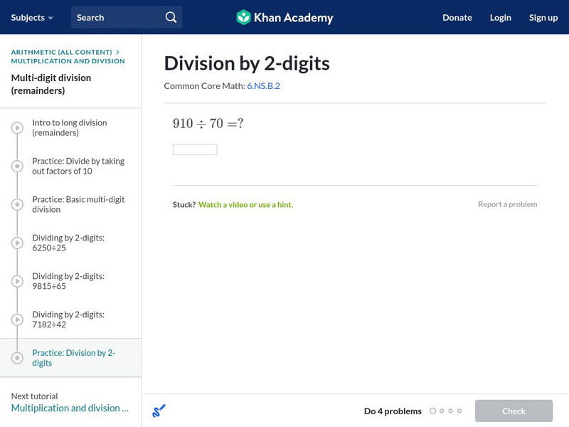 Khan academy division by 2 digits unknown type for 3rd 5th grade