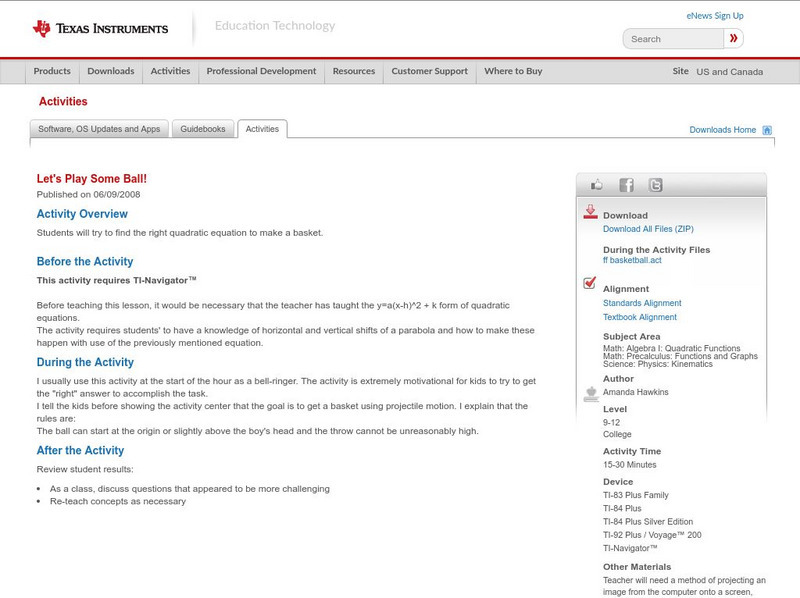 Texas Instruments: Let's Play Some Ball! Activity