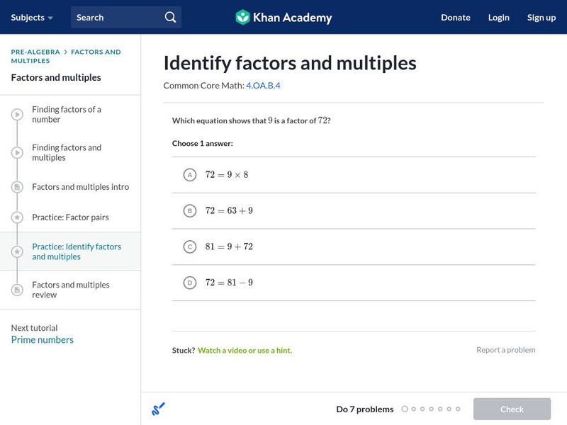 Khan Academy: Identify Factors and Multiples Unit Plan Khan Academy: Identify Factors and Multiples Unit Plan