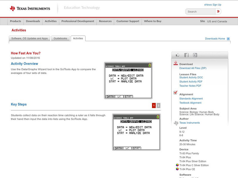 Texas Instruments: How Fast Are You? Activity Texas Instruments: How Fast Are You? Activity