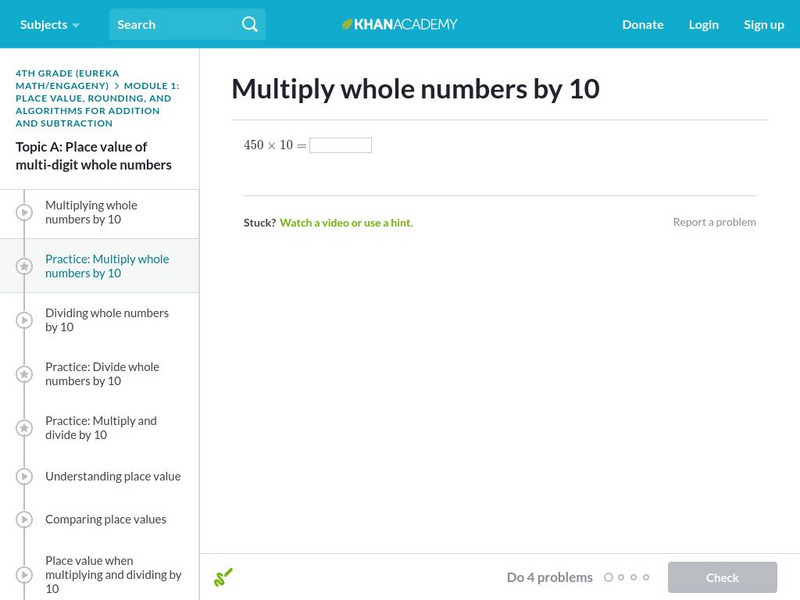 Khan Academy: Multiplying Whole Numbers by 10 Unknown Type Khan Academy: Multiplying Whole Numbers by 10 Unknown Type