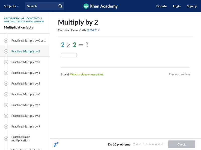 Khan Academy: Multiply by 2 Unit Plan