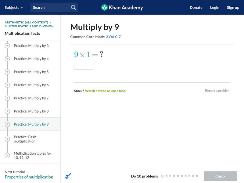 Khan Academy: Multiply by 9 Unit Plan