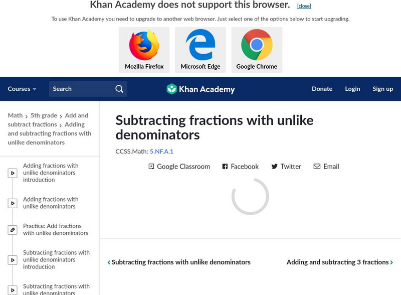 Khan Academy: Subtracting Fractions With Unlike Denominators Unit Plan Khan Academy: Subtracting Fractions With Unlike Denominators Unit Plan