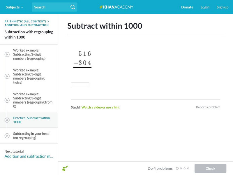 Khan Academy: Subtraction Within 1000 Unit Plan Khan Academy: Subtraction Within 1000 Unit Plan