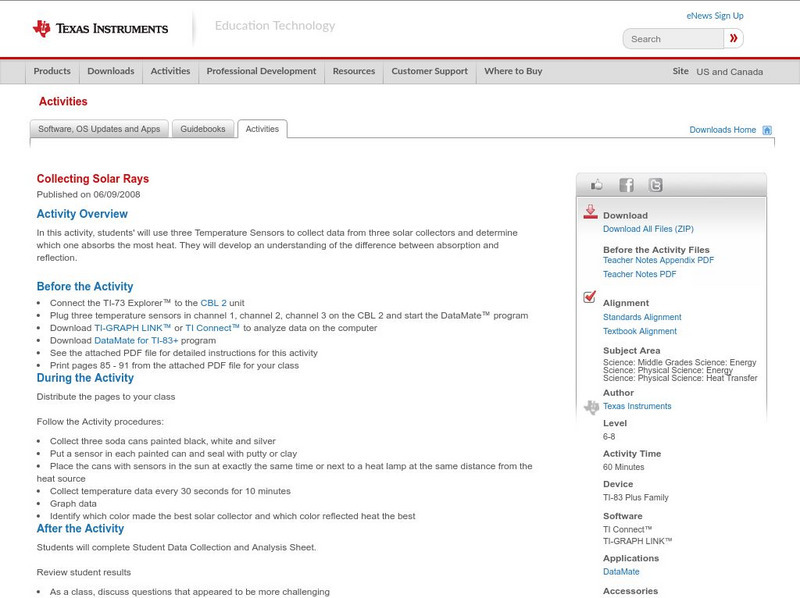 Texas Instruments: Collecting Solar Rays Activity