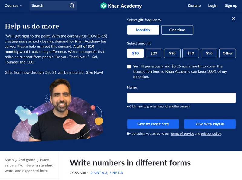 Khan Academy: Write Numbers in Different Forms Unit Plan