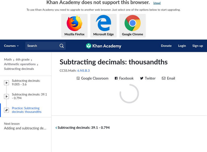 Khan Academy: Subtracting Decimals: Thousandths Unit Plan Khan Academy: Subtracting Decimals: Thousandths Unit Plan