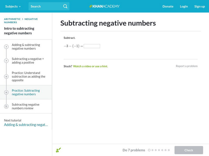 Khan Academy: Subtracting Negative Numbers Unit Plan Khan Academy: Subtracting Negative Numbers Unit Plan