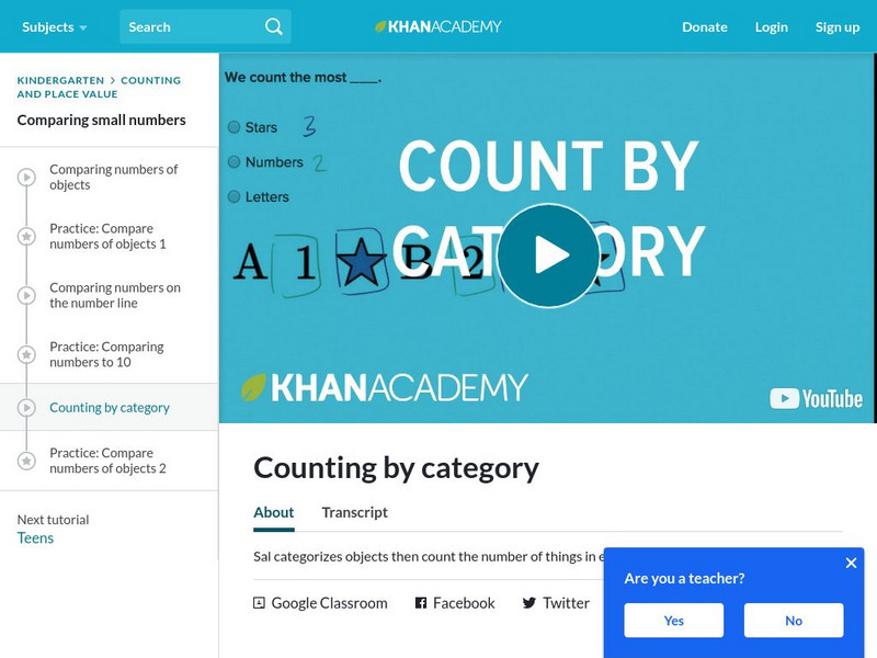 Khan Academy: Counting by Category Instructional Video