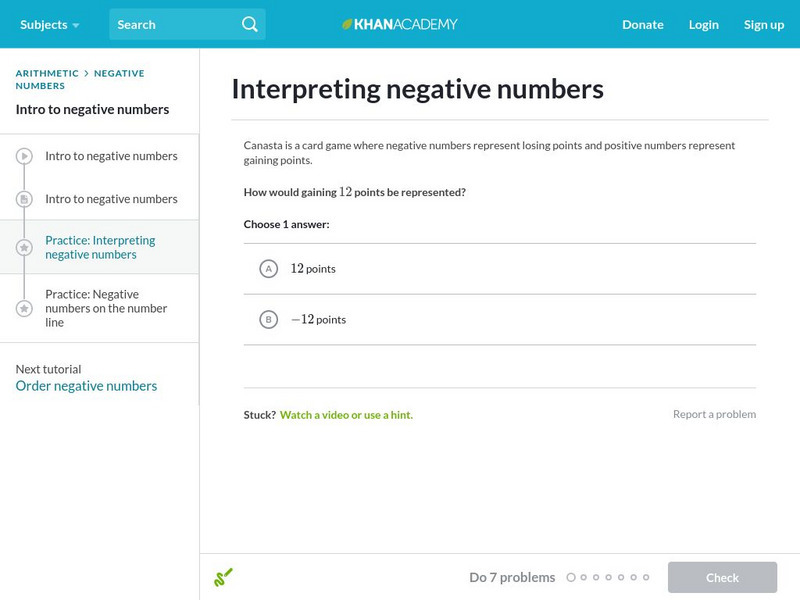 Khan Academy: Practice: Interpreting Negative Numbers Unit Plan Khan Academy: Practice: Interpreting Negative Numbers Unit Plan