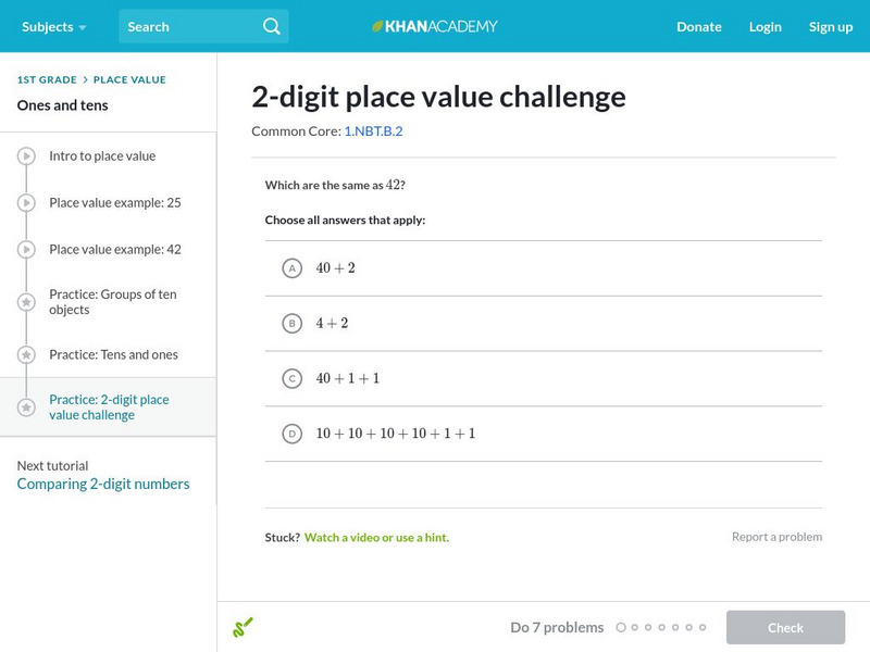 Khan Academy: 2 Digit Place Value Challenge Unit Plan