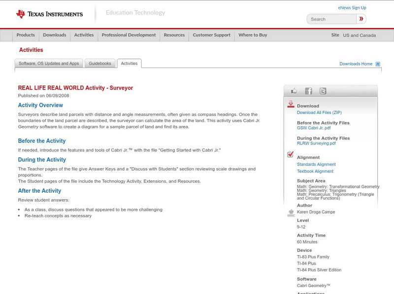 Texas Instruments: Real Life Real World Activity Surveyor Activity Texas Instruments: Real Life Real World Activity Surveyor Activity