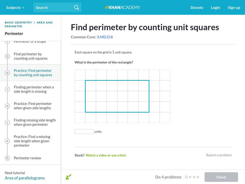 Khan Academy: Find Perimeter by Counting Unit Squares Unit Plan Khan Academy: Find Perimeter by Counting Unit Squares Unit Plan