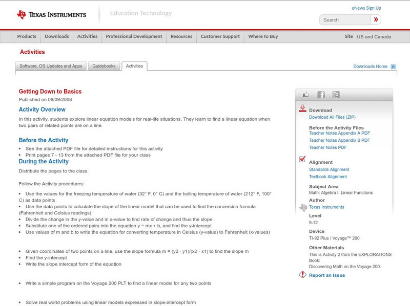 Texas Instruments: Getting Down to Basics Activity