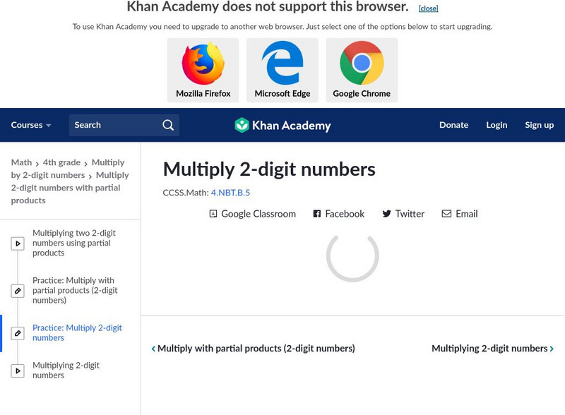 Khan Academy: Multiply 2 Digit Numbers Activity