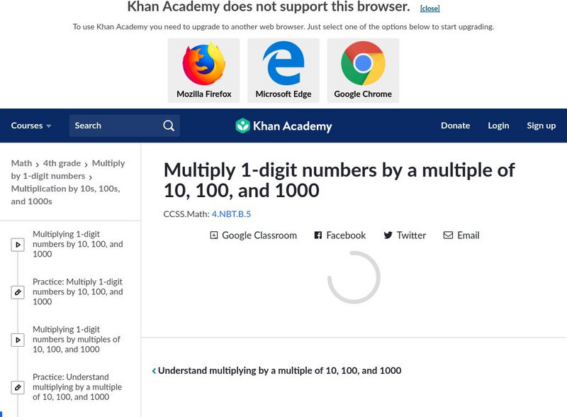 Khan Academy: Multiply 1 Digit Numbers by a Multiple of 10, 100, and 1000 Unit Plan
