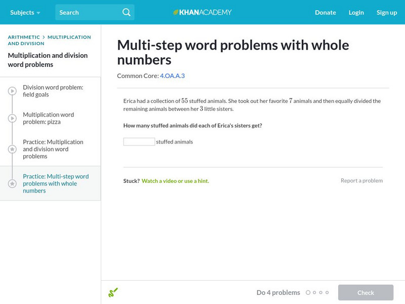 Khan Academy: Multi Step Word Problems With Whole Numbers Unit Plan Khan Academy: Multi Step Word Problems With Whole Numbers Unit Plan