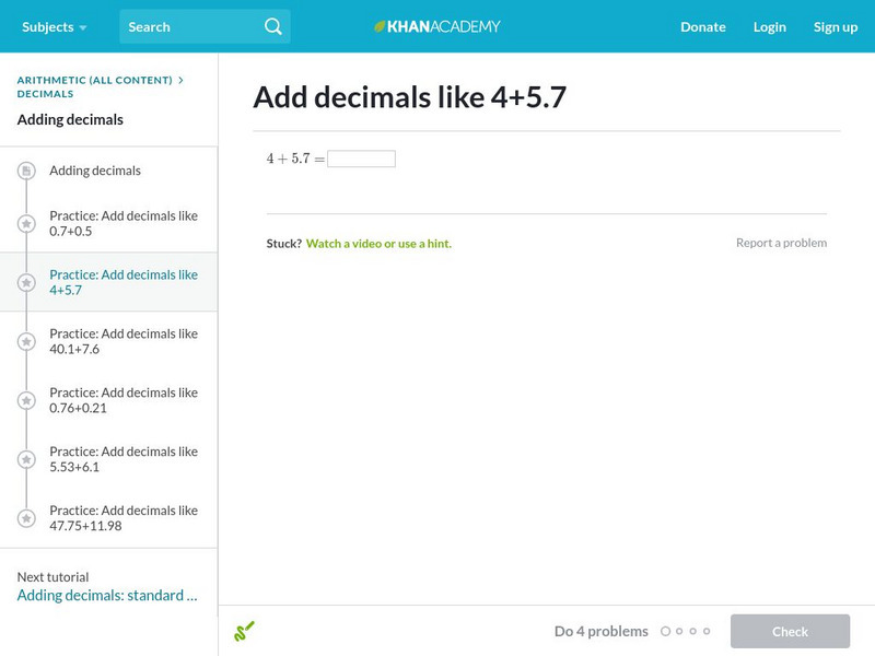 Khan Academy: Add Decimals 2 Unit Plan Khan Academy: Add Decimals 2 Unit Plan